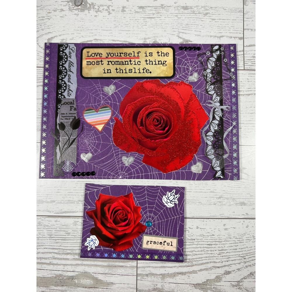 5" x 7" Mixed Media Collage OOAK Handmade Art By Kat Sanders - Love Yourself